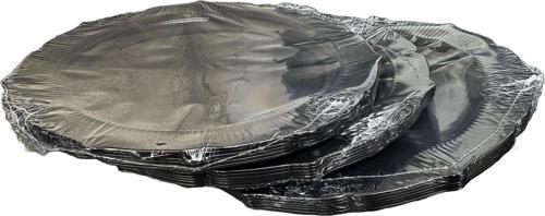 Davet Parti Sunum Doğum Günü Siyah Renkli Sert Plastik Mika Tabak - 22 Cm. -6 Adetlik 3 Paket