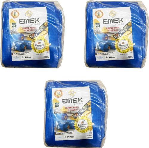 Çadır Kumaşı Branda Tente UV Güneşlik Gölgelik Koruma Yağmur Su Geçirmez - 3x4 Metre - 3 Paket