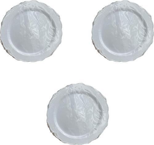 Parti Davet Piknik Doğum Günü Sert Plastik Mika Tabak - Beyaz - 18 Cm. - 6'lı 3 Paket