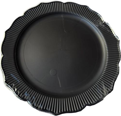 Parti Davet Piknik Doğum Günü Sert Plastik Mika Tabak - Siyah - 18 Cm. - 6'lı Paket