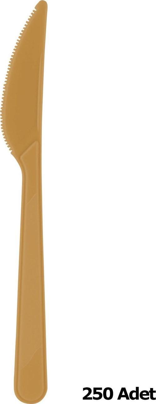 Plastik Gold Altın Renkli Lüx Parti Doğum Günü Bıçak - 18 Cm. - 25 Adetlik 10 Paket