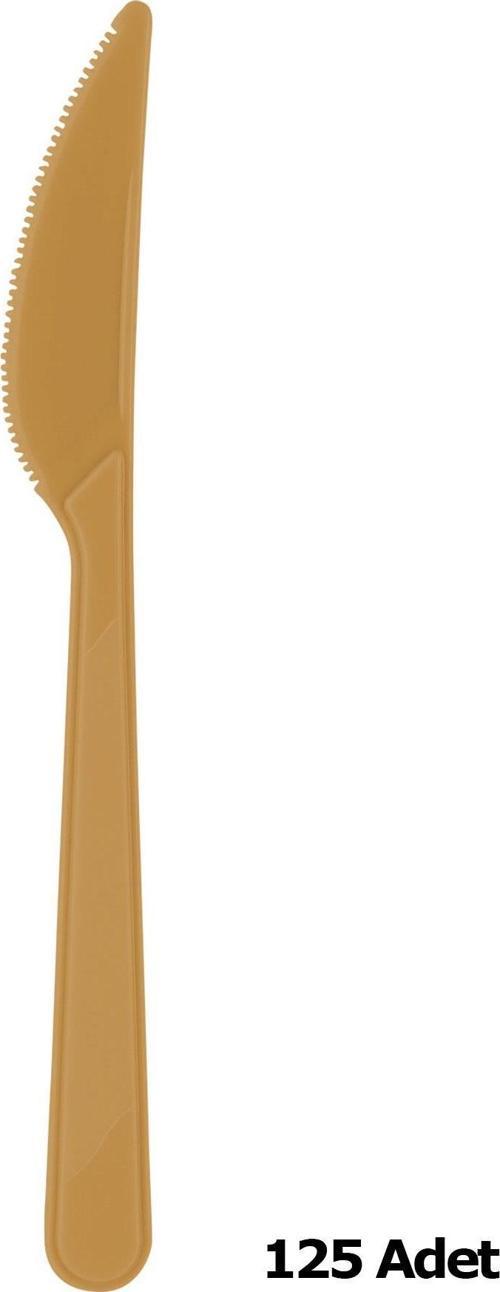 Plastik Gold Altın Renkli Lüx Parti Doğum Günü Bıçak - 18 Cm. - 25 Adetlik 5 Paket