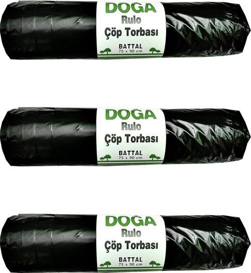 Battal Boy Siyah Çöp Torbası Poşeti - 300 Gr. - 75 x 90 Cm / 10 Adetlik 3 Rulo