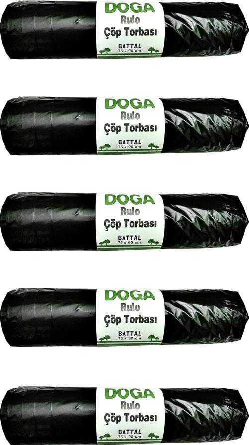 Battal Boy Siyah Çöp Torbası Poşeti - 300 Gr. - 75 x 90 Cm / 10 Adetlik 5 Rulo