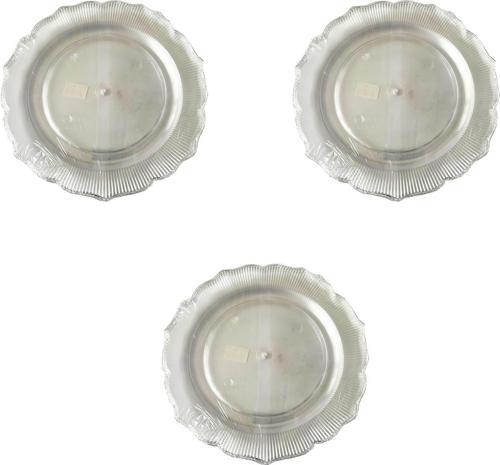 Plastik Sert Mika Şeffaf Tabak - Parti Sunum Yemek Tabağı - Yuvarlak - 26 Cm. - 6 Adetlik 3 Paket