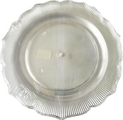 Plastik Sert Mika Şeffaf Tabak - Parti Sunum Yemek Tabağı - Yuvarlak - 26 Cm. - 6 Adetlik Paket
