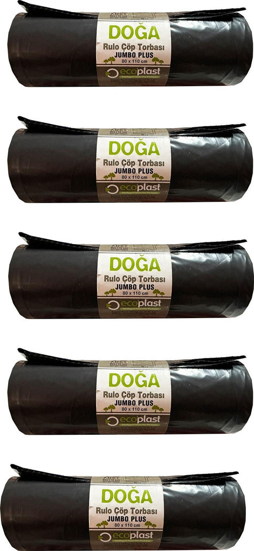 Jumbo Boy Siyah Çöp Torbası Poşeti - 700 Gr. - 90 Litre - 80 x 110 Cm / 10 Adetlik 5 Rulo