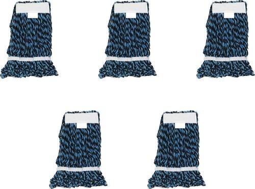 Dar Islak Yedek Mop Paspas Başlığı - Pamuklu - Mavi - 17 Cm. - 450 Gram - 5 Adet