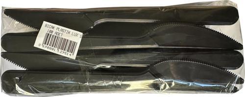 Siyah Plastik Bıçak - Parti Davet Piknik Yemek Bıçağı - 18 Cm. - 100'lü Paket