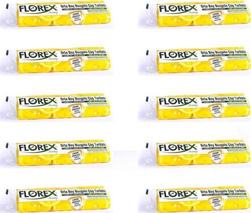 40 Litre Büzgülü Limon Kokulu Sarı Çöp Torbası Poşeti / 55 x 60 Cm. - 10 Adetlik 10 Rulo