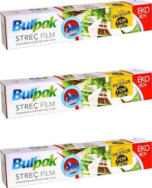 Sarı Şeffaf Mutfak Rulo Streç Film Folyo - 45 Cm. x 166 Metre - 9 Mikron - Gıdaya Uygun - 3 Paket