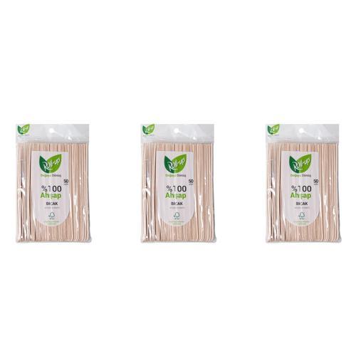 Doğaya Dönüş Ekolojik Doğal Doğa Dostu %100 Ahşap Bıçak - 16 Cm. - 50'li 3 Paket