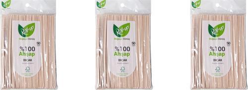 Doğaya Dönüş Ekolojik Doğal Doğa Dostu %100 Ahşap Bıçak - 16 Cm. - 50'li 3 Paket