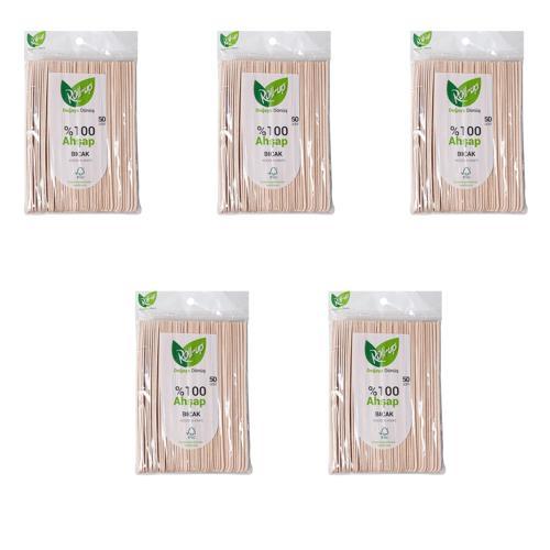 Doğaya Dönüş Ekolojik Doğal Doğa Dostu %100 Ahşap Bıçak - 16 Cm. - 50'li 5 Paket