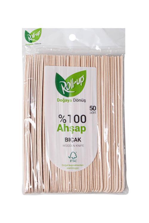 Doğaya Dönüş Ekolojik Doğal Doğa Dostu %100 Ahşap Bıçak - 16 Cm. - 50'li Paket