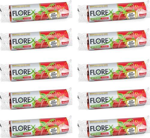 60 Litre Büzgülü Çilek Kokulu Çöp Torbası Poşeti / 65 x 70 Cm. - 10x10 Rulo / Paket