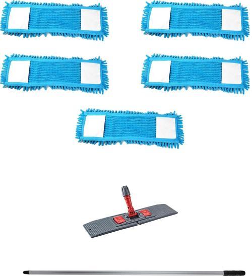 Makarna Şönil Kuru Nemli Palet Tablet Mop Yedek Seti Takımı - 5 ad Mop + Mop Tutucu + Sap - 40 Cm.
