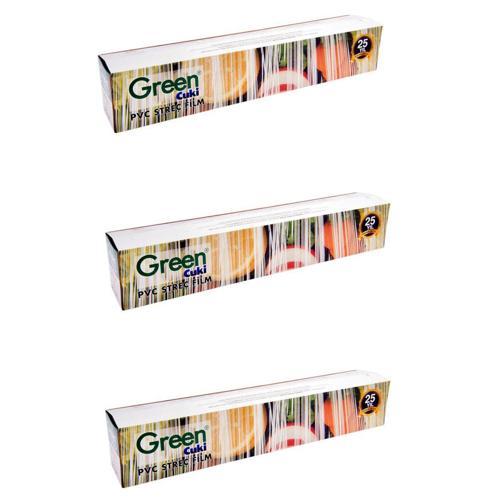 PVC Streç Film Folyo - Gıdaya Uygun - 9 Mikron - 45 Cm. x 300 Metre - 3 Paket