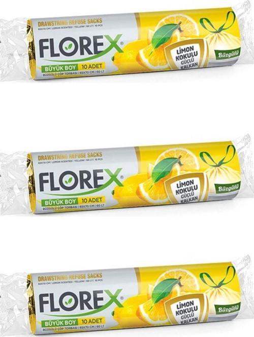 60 Litre Büzgülü Limon Kokulu Sarı Çöp Torbası Poşeti / 65 x 70 Cm. - 10 Adetlik 3 Rulo