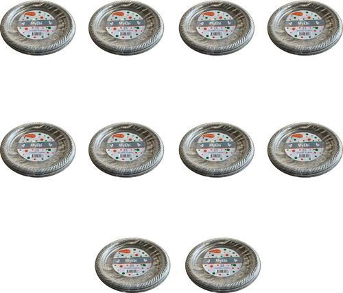 Kullan At Renkli Gri Parti Davet Plastik Tabak - 22 Cm. - 25 Adetlik 10 Paket