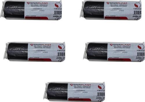 Endüstriyel Jumbo Çöp Torbası Poşeti - 2 Kat - Siyah - 400 Gr. - 80x110 Cm. - 10 Adetlik 5 Rulo