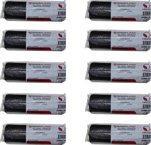 Endüstriyel Jumbo Çöp Torbası Poşeti - 2 Kat - Siyah - 400 Gr. - 80x110 Cm. -10 Adetlik 10 Rulo