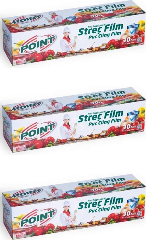 Şeffaf Mutfak Rulo Streç Film Folyo - 30 Cm. x 150 Metre - Gıdaya Uygun - 3 Paket