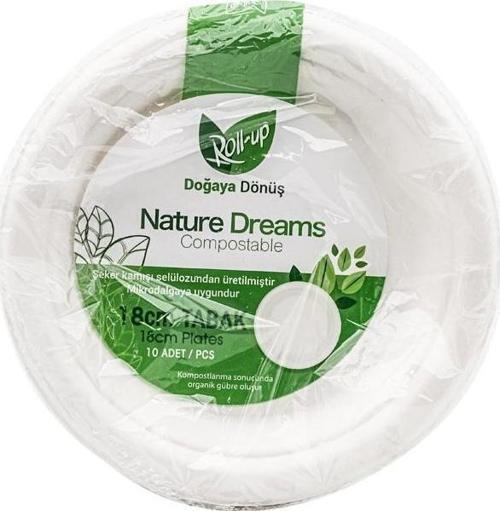 Nature Ekolojik Karton Kağıt Parti Tek Kullanımlık Tabak - 18 Cm. - 50 Adetlik 1 Paket