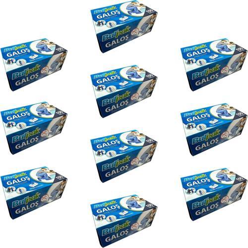 Bıurpak Tek Kullanımlık Kalın Pratik Kutulu Galoş - Mavi - 100 Adetlik 10 Paket
