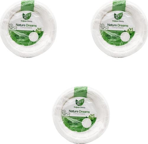 Nature Ekolojik Karton Kağıt Parti Tek Kullanımlık Tabak - 18 Cm. - 50 Adetlik 3 Paket