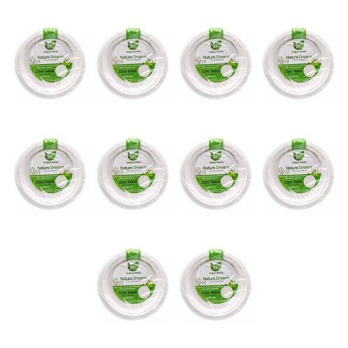 Nature Ekolojik Karton Kağıt Parti Tek Kullanımlık Tabak - 22 Cm. - 50 Adetlik 10 Paket
