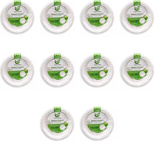 Nature Ekolojik Karton Kağıt Parti Tek Kullanımlık Tabak - 22 Cm. - 50 Adetlik 10 Paket