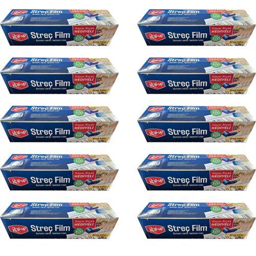 Şeffaf Mutfak Rulo Streç Film Folyo - 30 Cm. x 300 Metre - Gıdaya Uygun - 10 Paket