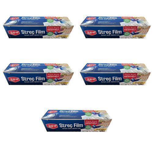 Şeffaf Mutfak Rulo Streç Film Folyo - 30 Cm. x 300 Metre - Gıdaya Uygun - 5 Paket