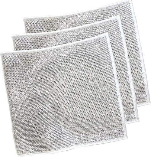 Bulaşık Ovma Ovalama Yanmış Yağ Ağır Kir Bezi Teli Telli Bez - 20x20 Cm. - 3 Adetlik Paket