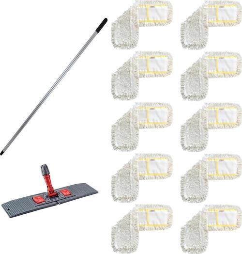 Tablet Palet Nemli Yedek Mop Takımı - 10 Adet 50 Cm. Mop + Katlanır Aparat + Metal Vidalı Sap