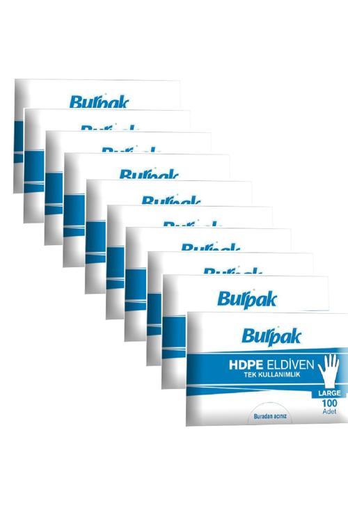 HDPE İş Temizlik Tek Kullanımlık Şeffaf Eldiven / Büyük Boy / 100 Adetlik 10 Paket