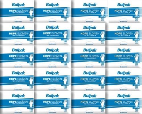 HDPE İş Temizlik Tek Kullanımlık Şeffaf Eldiven / Büyük Boy / 100 Adetlik 20 Paket - Koli