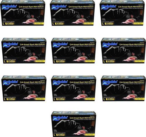 Tek Kullanımlık Lateks Siyah Pudrasız Nitril Muayne Eldiveni Large - 100'lü 10 Paket