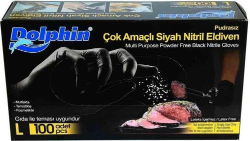 Tek Kullanımlık Lateks Siyah Pudrasız Nitril Muayne Eldiveni Large Büyük Boy - 100'lü Paket