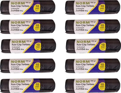 Endüstriyel Jumbo Çöp Torbası Poşeti - 2 Kat - Siyah - 400 Gr. - 80 x 110 Cm. / 10 Rulo