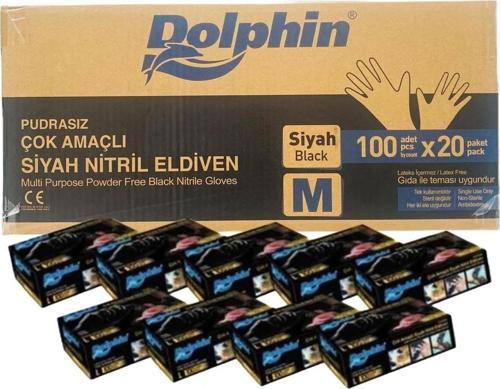 Tek Kullanımlık Lateks Siyah Pudrasız Nitril Muayne Eldiveni Meidum - 100'lü 20 Paket