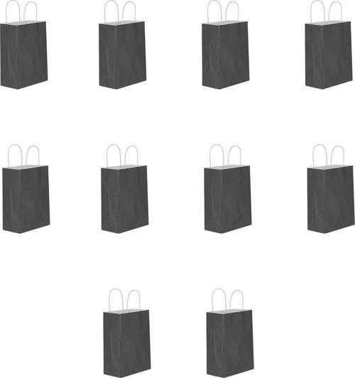 Büküm Saplı Kraft Kağıt Karton Hediyelik Çanta Poşet Torba - Siyah - 25x31 Cm. - 10 Adetlik 1 Paket