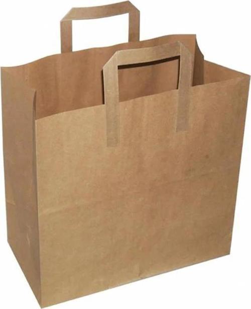 Flat Kraft Kağıt Çanta Karton Hediyelik Poşet Torba - 25x28 Cm. - 100 Adet