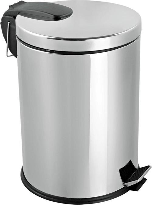 Paslanmaz 430 Krom Metal İç Kovalı Pedallı Ofis Banyo Mutfak Çöp Kutusu Kovası - 40 Litre
