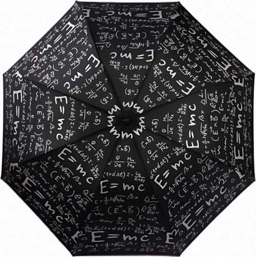 Matematik Formül Desenli Lüx Renkli Baskılı Rüzgara Dayanıklı 8 Telli Katlanabilir Manuel Şemsiye Siyah