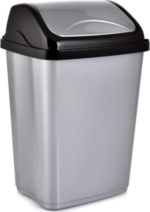 Polytime Sallanır Kapak Ofis Banyo Mutfak Bahçe Çöp Kutusu Kovası / 50 Litre / Gri / 68 x 41 x 33 Cm.