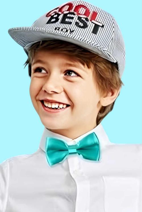 Erkek Çocuk Düz Renk Saten Papyon Turkuaz