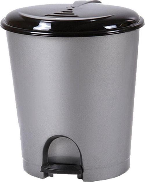 Plastik Pedallı Basmalı Kapaklı 50 Litre İç Kovalı Çöp Kutusu Kovası - Gri Gövde Siyah Kapak - 55 x 42 x 41 Cm.