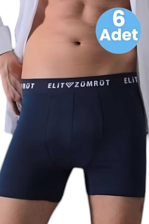 Erkek Pamuklu Baklava Lastikli 6'Lı Boxer Lacivert 2XL